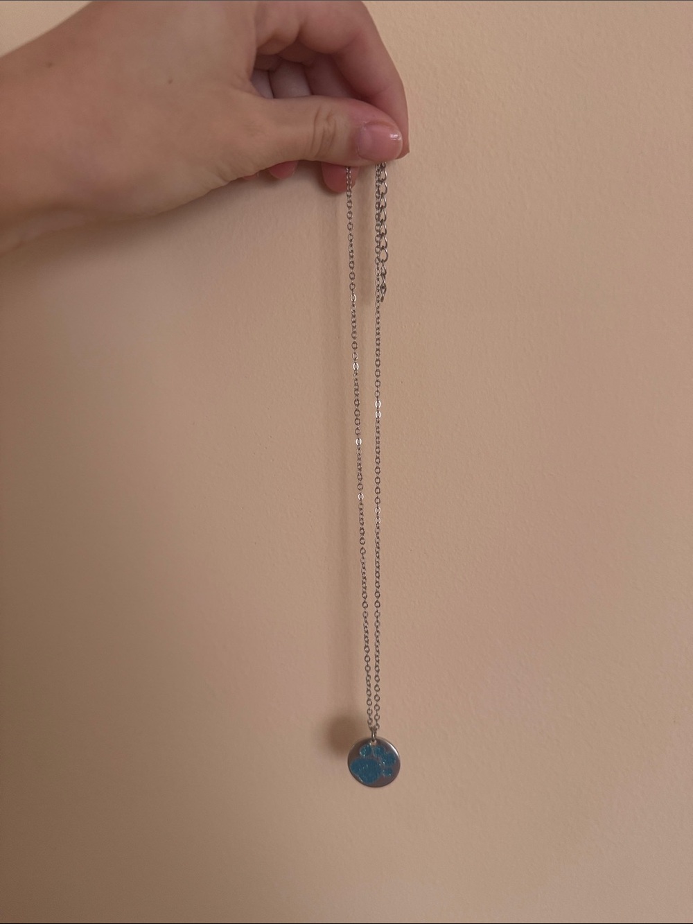 Blue Paw Print Necklace for Little Girls